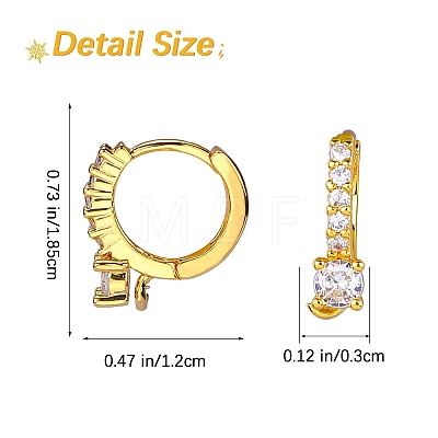 10Pcs Brass Micro Pave Clear Cubic Zirconia Hoop Earring Findings ZIRC-SZ0005-14-1