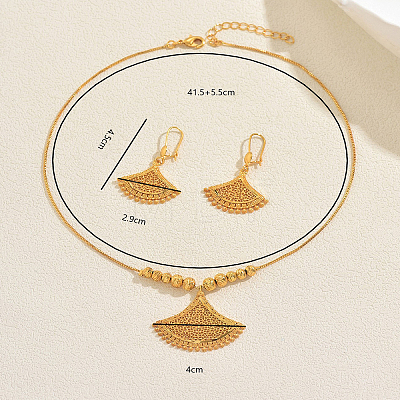 Brass Fan Shape Hoop Earrings & Pendant Necklaces Sets for Women GV5884-1