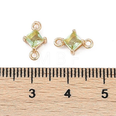 Brass Pave Glass Rhombus Links Connector Charms GLAA-Q088-001I-1