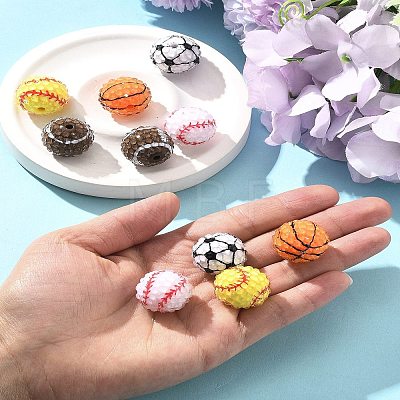 10Pcs 5 Colors Sport Theme Opaque Acrylic Resin Beads MACR-FS0002-05-1