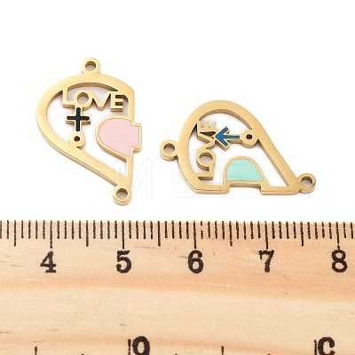 Valentine's Day Ion Plating(IP) 304 Stainless Steel Enamel Girll Boy Connector Charms STAS-Z078-15G-1