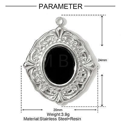 304 Stainless Steel Acrylic Pendants STAS-OY001-41P-1