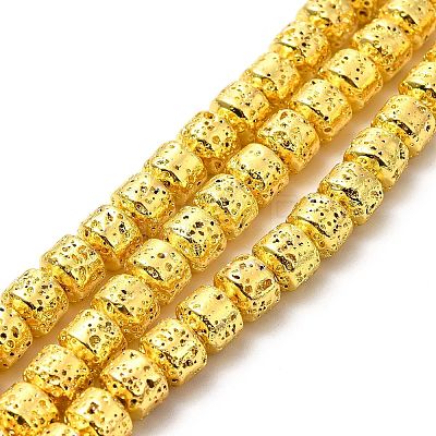 Electroplated Natural Lava Rock Beads Strands G-G984-10-1