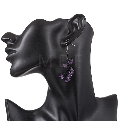 3 Pairs 316 Surgical Stainless Steel Glass Seed Beads Chip Dangle Earrings EJEW-TA00774-1