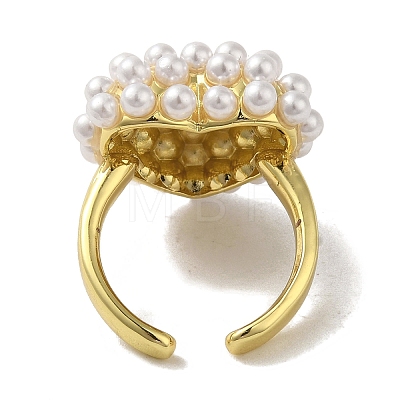 Rack Plating Brass Micro Pave Pearl Rings RJEW-R315-02A-G-1