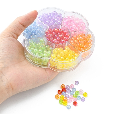 490Pcs 7 Colors Transparent Acrylic Beads MACR-YW0002-03-1