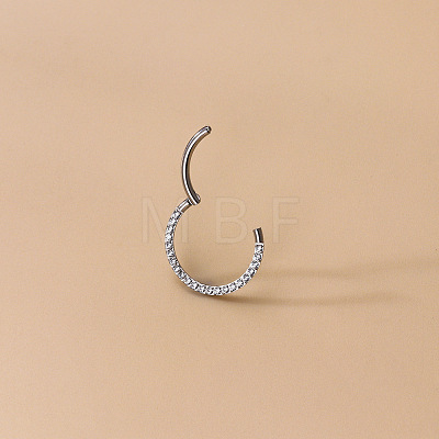 F136 Titanium Alloy Micro Pave Clear Cubic Zirconia Cartilage Earrings WG72C09-03-1-1