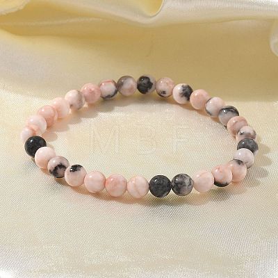 Natural Zebra Jasper Bead Stretch Bracelets X-BJEW-K212-A-035-1