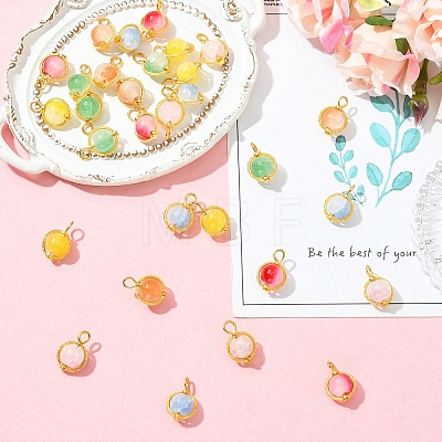 30Pcs 6 Colors Glass Pendants PALLOY-YW00183-1