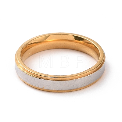 Two Tone 201 Stainless Steel Plain Band Ring for Women RJEW-I089-10GP-1