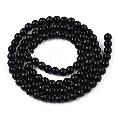 Opaque Solid Color Glass Beads Strands X-GLAA-T032-P8mm-01-1