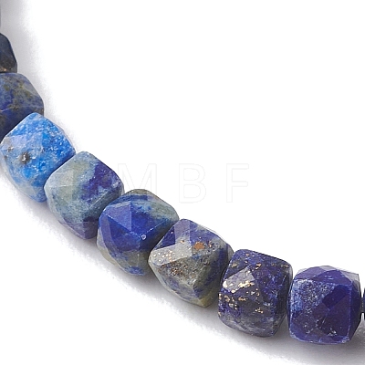 Natural Lapis Lazuli Cube Beads Stretch Bracelets for Women BJEW-JB13179-03-1