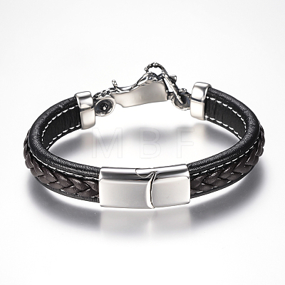 Men's Braided Leather Cord Bracelets X-BJEW-H559-09B-1