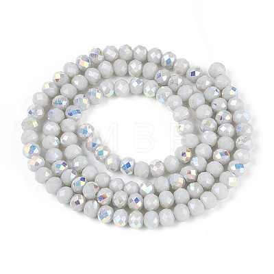 AB Color Plated Opaque Glass Rondelle Beads Strands EGLA-T029-4mm-09M-1