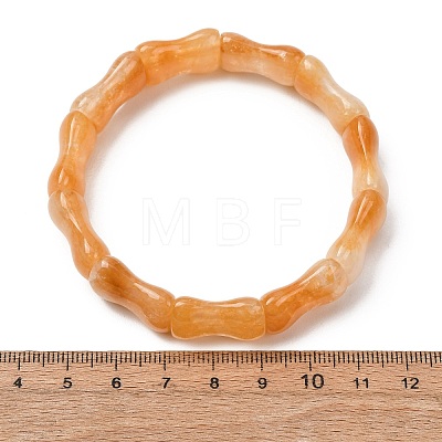 Bamboo Natural Topaz Jade Beads Stretch Bracelets for Women Men BJEW-K272-01Q-1