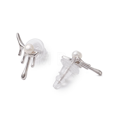 Natural Pearl Ear Studs EJEW-P286-37P-1