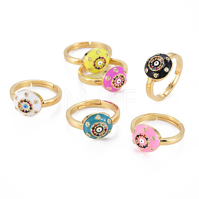 Adjustable Brass Micro Pave Colorful Cubic Zirconia Finger Rings RJEW-S044-160-NF-1