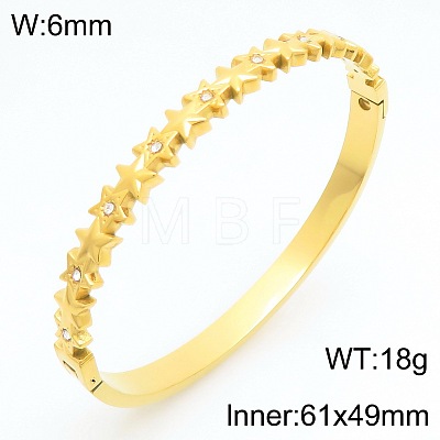 304 Stainless Steel & Crystal Rhinestone Hinged Bangles for Women WGC712A-07-1