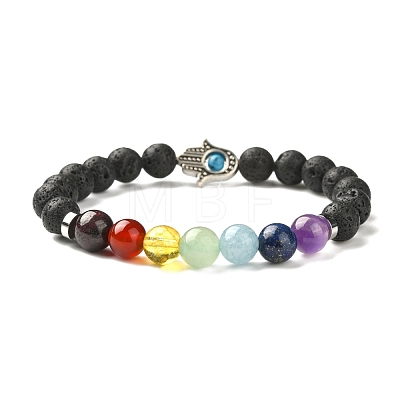 Chakra Jewelry Natural Lava Rock Bead Stretch Bracelets BJEW-JB02272-1