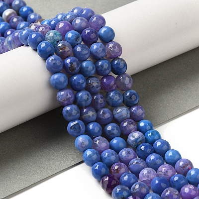 Dyed & Heated Natural Fire Crackle Agate Beads Strands G-P539-B01-03-1