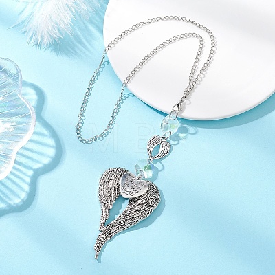 Tibetan Style Alloy Angel Wing Hanging Suncatchers HJEW-JM04610-1