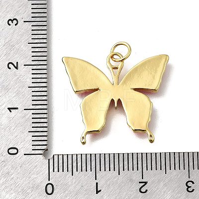 October Breast Cancer Pink Awareness Ribbon Brass Enamel Pendants KK-S517-04B-G-1