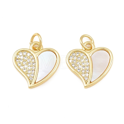 Brass Micro Pave Clear Cubic Zirconia with White Shell Charms CU-CBA9482-02G-03-1