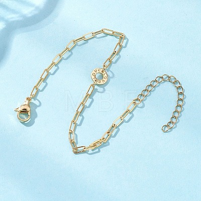 Brass Ring with Word Love Link Bracelets BJEW-JB12816-1