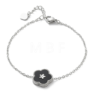 304 Stainless Steel Cable Chain Charm Bracelets for Women BJEW-U024-04P-03-1