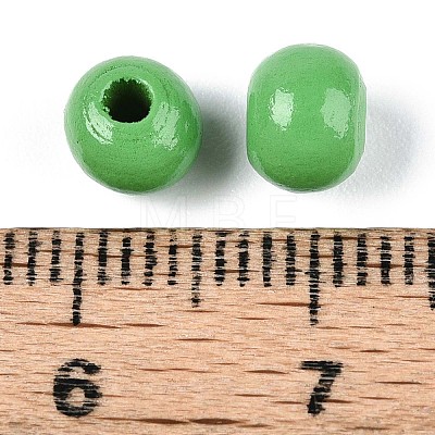 Spray Painted Round Natural Schima Wood Beads WOOD-A018-6mm-08-1