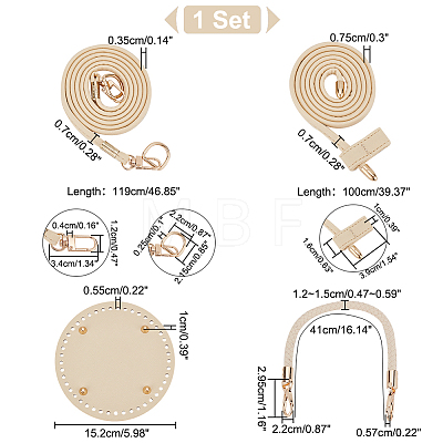 WADORN Imitation Leather Bag Bottoms & Purse Strap & Drawstring for Bucket Bag Set FIND-WR0009-88-1
