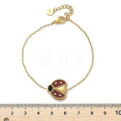 304 Stainless Steel Cable Chain Charm Bracelets for Women BJEW-U024-02G-01-1