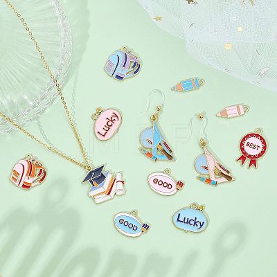 24Pcs 12 Style School Supplies Theme Alloy Enamel Pendants ENAM-CA0001-38-1