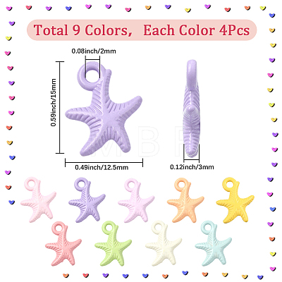 36Pcs Baking Paint Alloy Pendants FIND-SP0004-16B-1