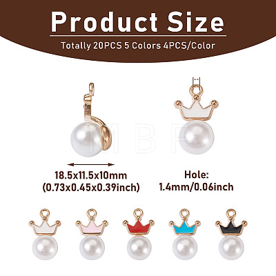 Craftdady 20Pcs 5 Colors Resin Imitation Pearl Pendants FIND-CD0001-35-1