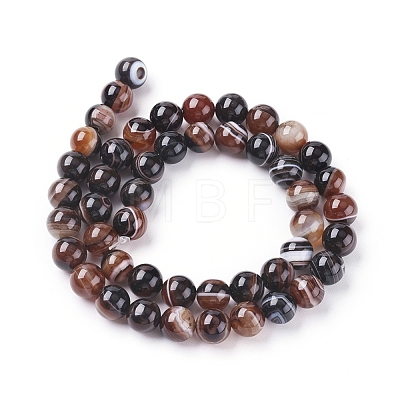 Natural Striped Agate/Banded Agate Beads Strands G-G582-6mm-45-1