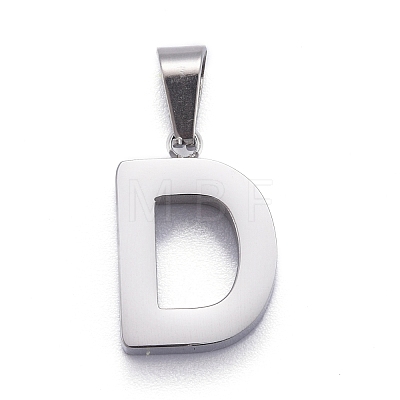 Non-Tarnish 304 Stainless Steel Letter Pendants STAS-H127-D-P-1