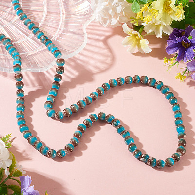 1 Strand Baking Paint Glass Beads Strands DGLA-TADJ0001-02D-1