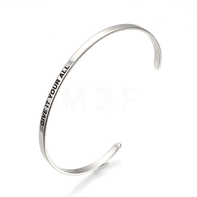 Tarnish Resistant 201 Stainless Steel Cuff Bangles BJEW-Q685-04-1