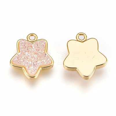 Resin Imitation Druzy Crystal Pendants KK-O101-D-1