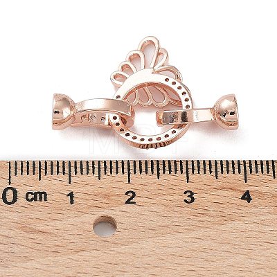 Rack Plating Brass Micro Pave Clear Cubic Zirconia Fold Over Butterfly Extension Clasps KK-B078-11RG-1
