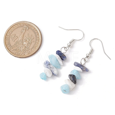 Natural Howlite & White Jade & Sodalite Dangle Earrings EJEW-JE06127-02-1