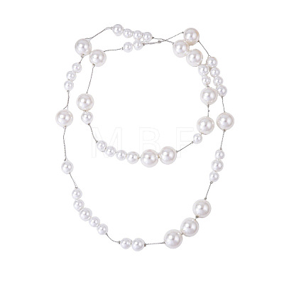 Alloy & Imitation Pearl Round Beaded Long Stackable Necklaces for Women WGFF48B-01-1