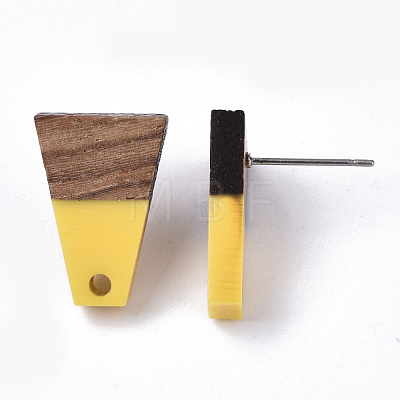 Resin & Walnut Wood Stud Earring Findings MAK-N032-001A-B02-1