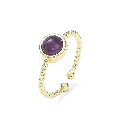 Natural Amethyst Cuff Rings RJEW-E074-01G-03-1