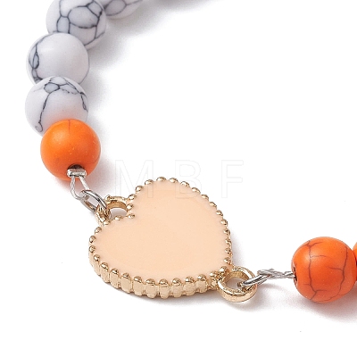 Alloy Enamel Heart Link Bracelet BJEW-JB09999-04-1
