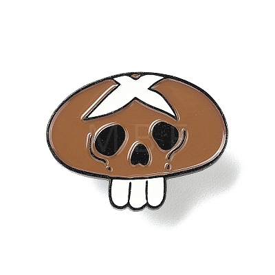 Halloween Black Zinc Alloy Skull Mushroom Enamel Pins JEWB-L018-03EB-03-1