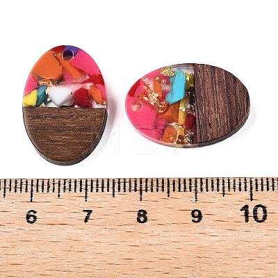 Transparent Resin and Walnut Wood Pendants RESI-T057-04L-1