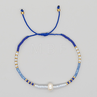 Bohemian Style Glass Seed Bead & Imitation Pearl Beads Braided Bead Bracelets JJ7327-9-1