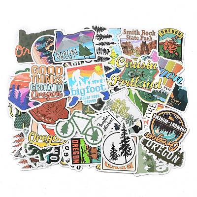 50Pcs Scenery Theme PVC Self Adhesive Cartoon Stickers STIC-G001-02-1